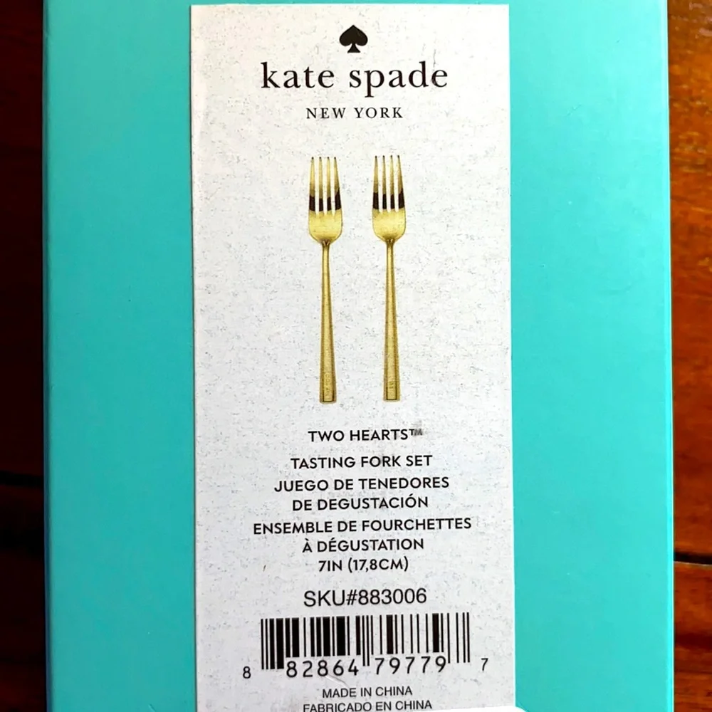 Kate Spade two hearts Wedding set cake topper & Forks set. “I DO, ME TO”